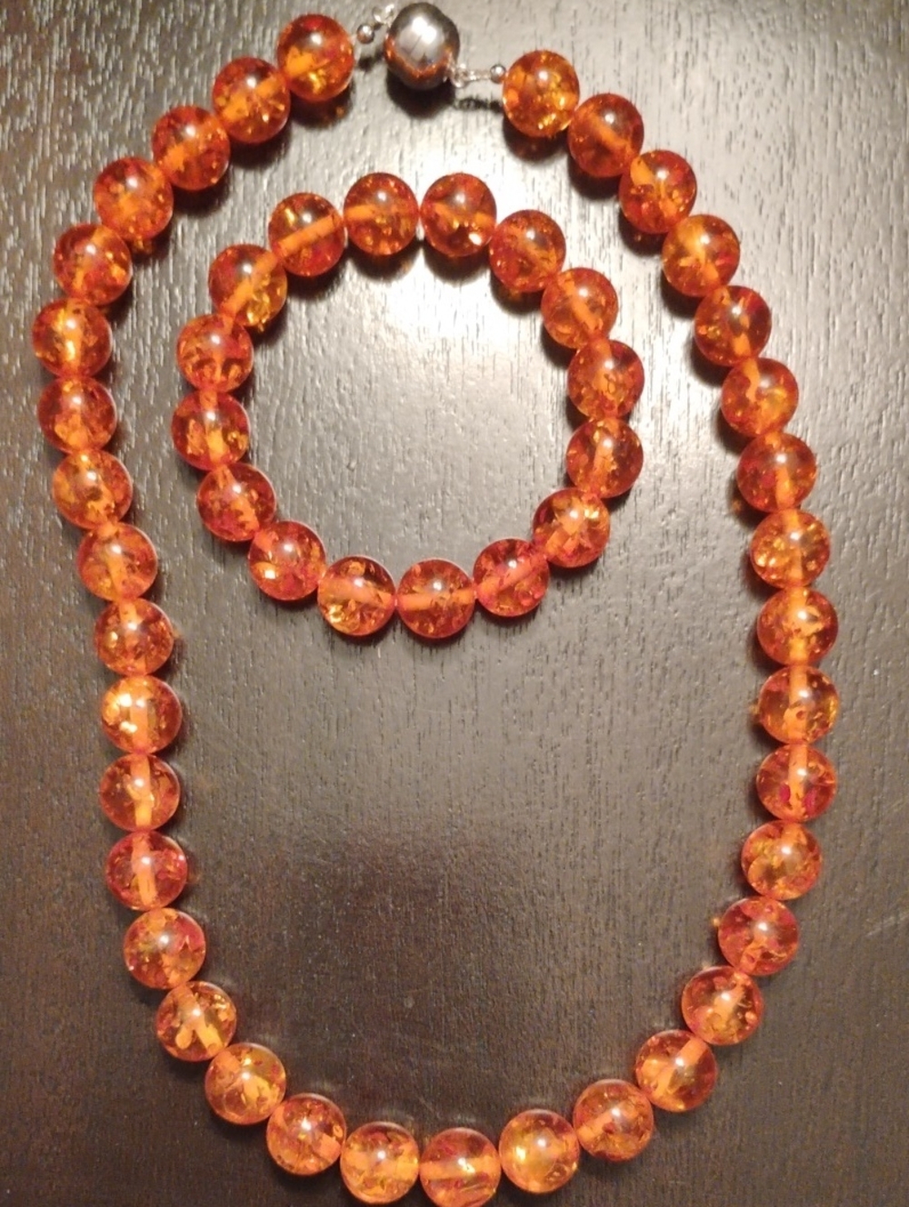Natural Amber Beaded Necklace & Bracelet Set AIG Report